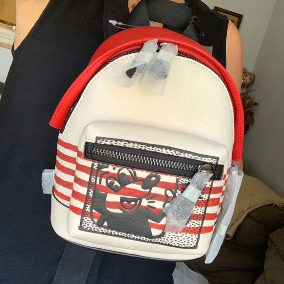 Authentic COACH Pebbled leather L.Edition Mickey Mouse small backpack/Crossbody - Picture 7 of 12